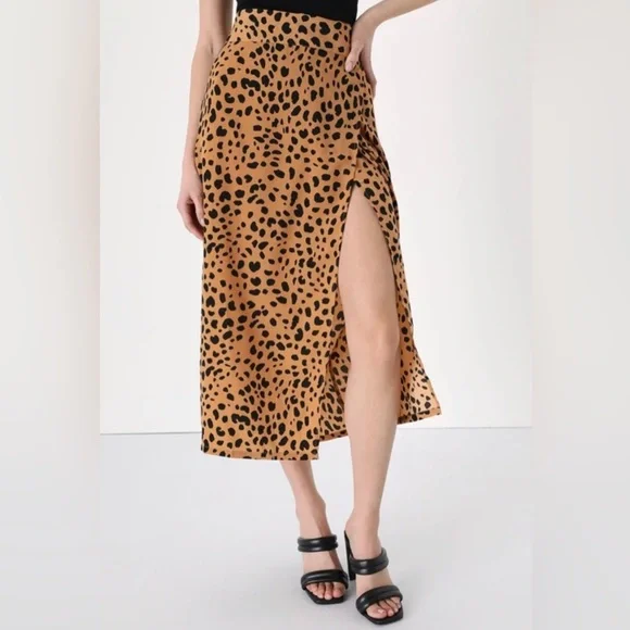 Lulus Midi Skirt XS Leopard Animal Print - Picture 10 of 10